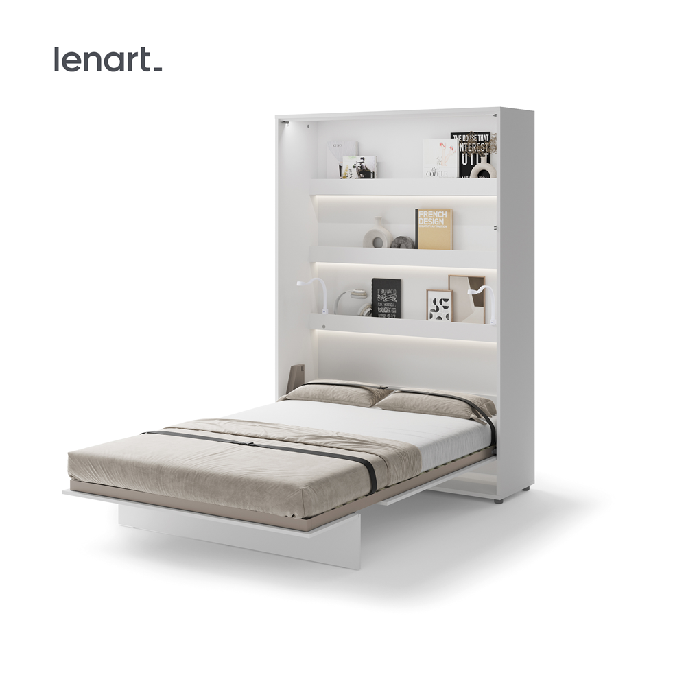 BED CONCEPT BC-01p - półkotapczan pionowy 140 - biały połysk
