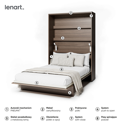 BED CONCEPT BC-01 - półkotapczan pionowy 140 - dąb dunin