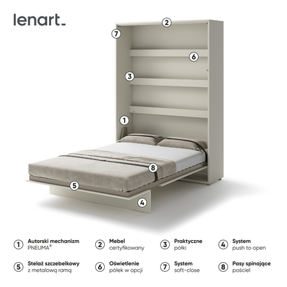 BED CONCEPT BC-01 - półkotapczan pionowy 140 - kaszmir