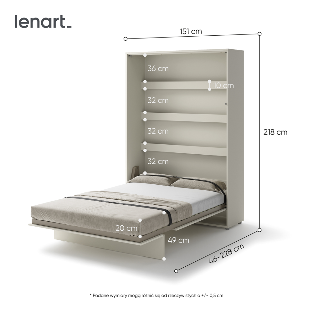 BED CONCEPT BC-01 - półkotapczan pionowy 140 - kaszmir