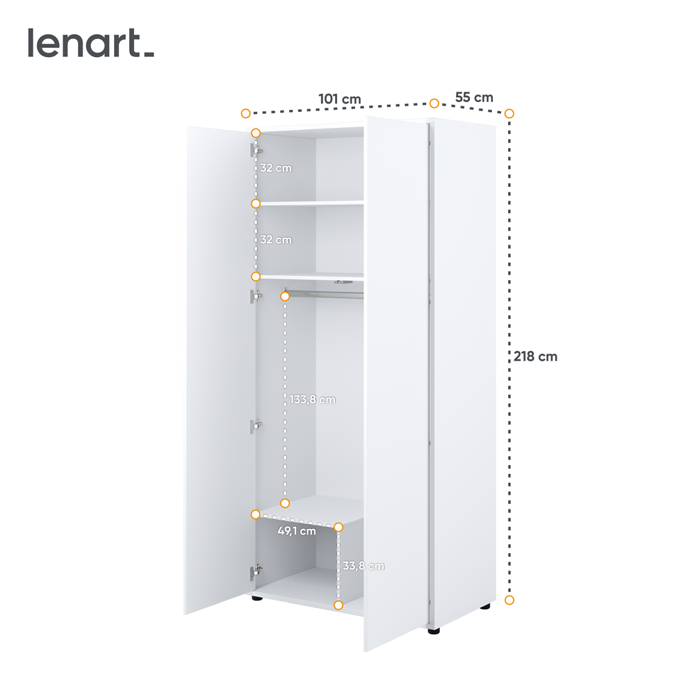 BED CONCEPT BC-20 szafa 2d - biały połysk