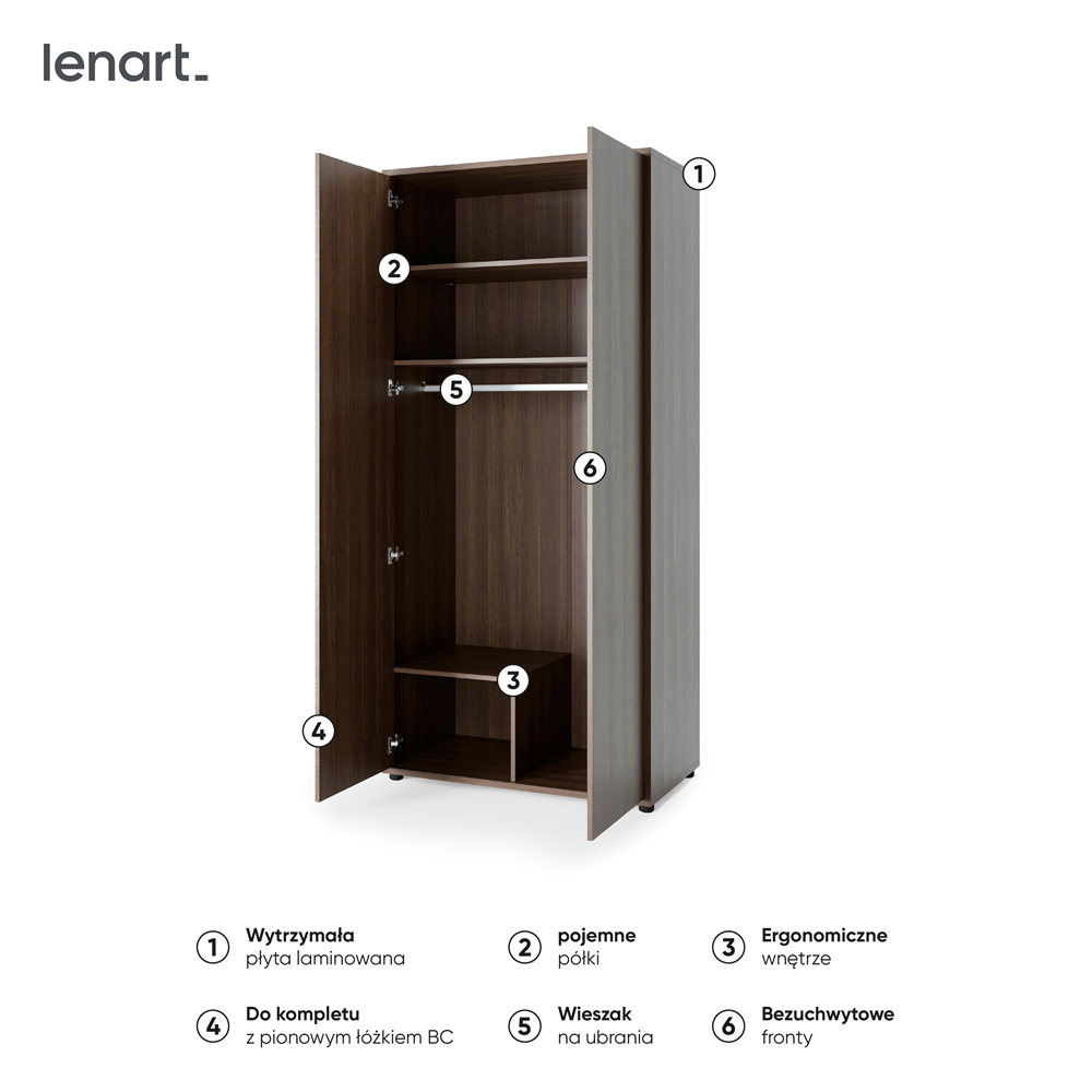 BED CONCEPT BC-20 szafa 2d - dąb dunin