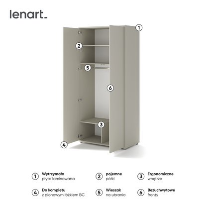 BED CONCEPT BC-20 szafa 2d - kaszmir