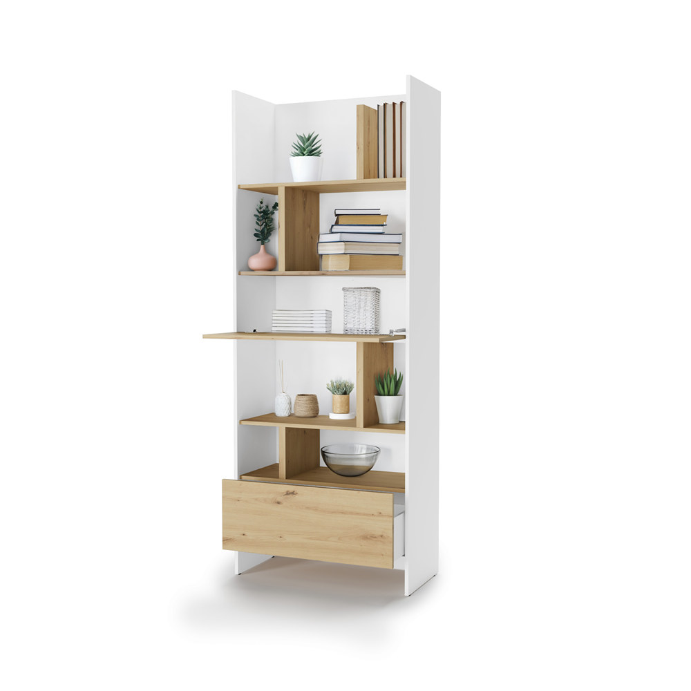BED CONCEPT BC-22v2 - regał 84x218 - biały/dąb artisan