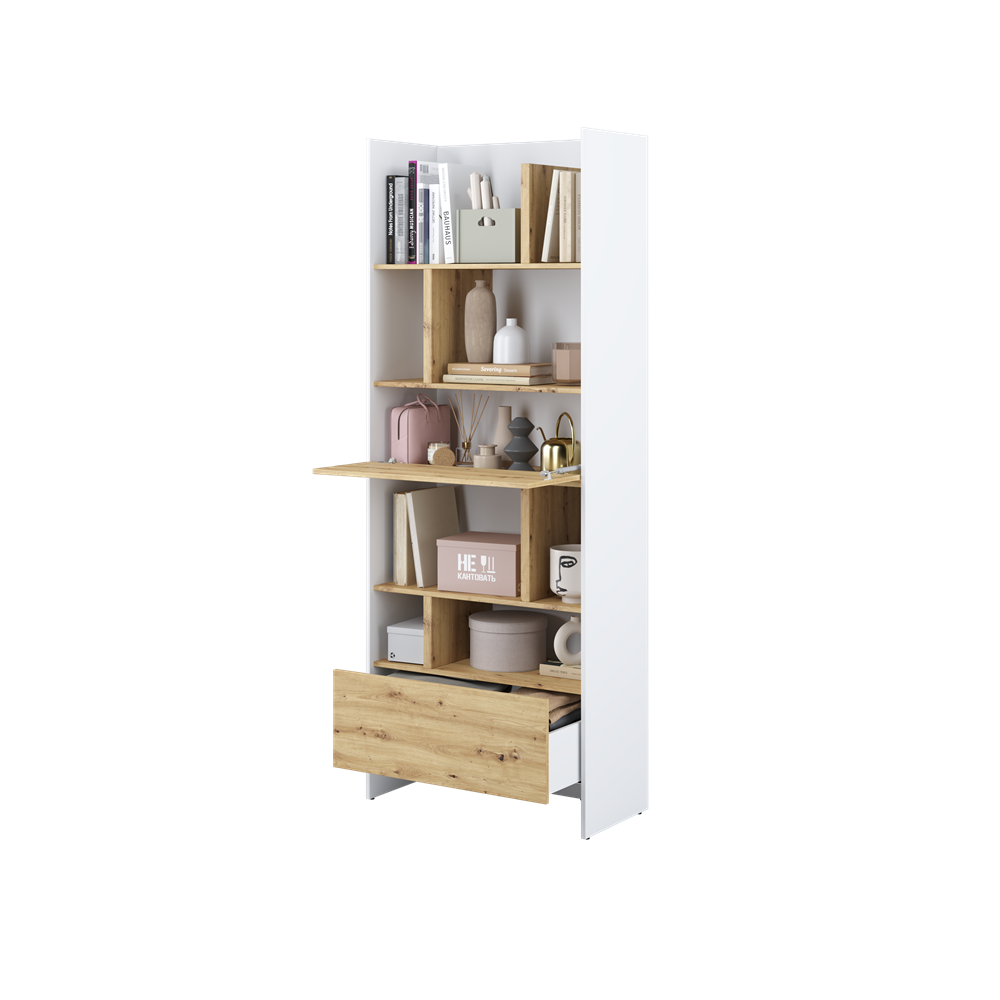 BED CONCEPT BC-22 - regał 84x218 - biały/dąb artisan