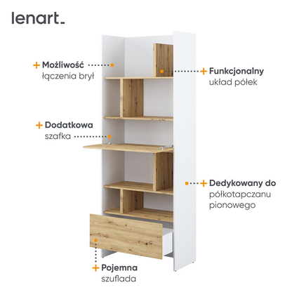 BED CONCEPT BC-22 - regał 84x218 - biały/dąb artisan