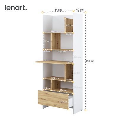 BED CONCEPT BC-22 - regał 84x218 - biały/dąb artisan
