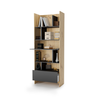 BED CONCEPT BC-22v2 - regał 84x218 - dąb artisan/czarny