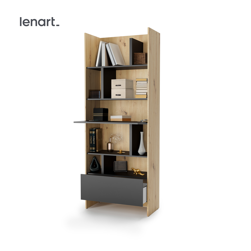 BED CONCEPT BC-22v2 - regał 84x218 - dąb artisan/czarny