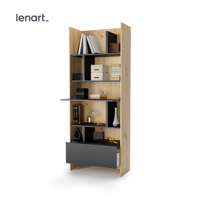 BED CONCEPT BC-22v2 - regał 84x218 - dąb artisan/czarny