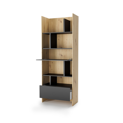 BED CONCEPT BC-22 - regał 84x218 - dąb artisan/czarny