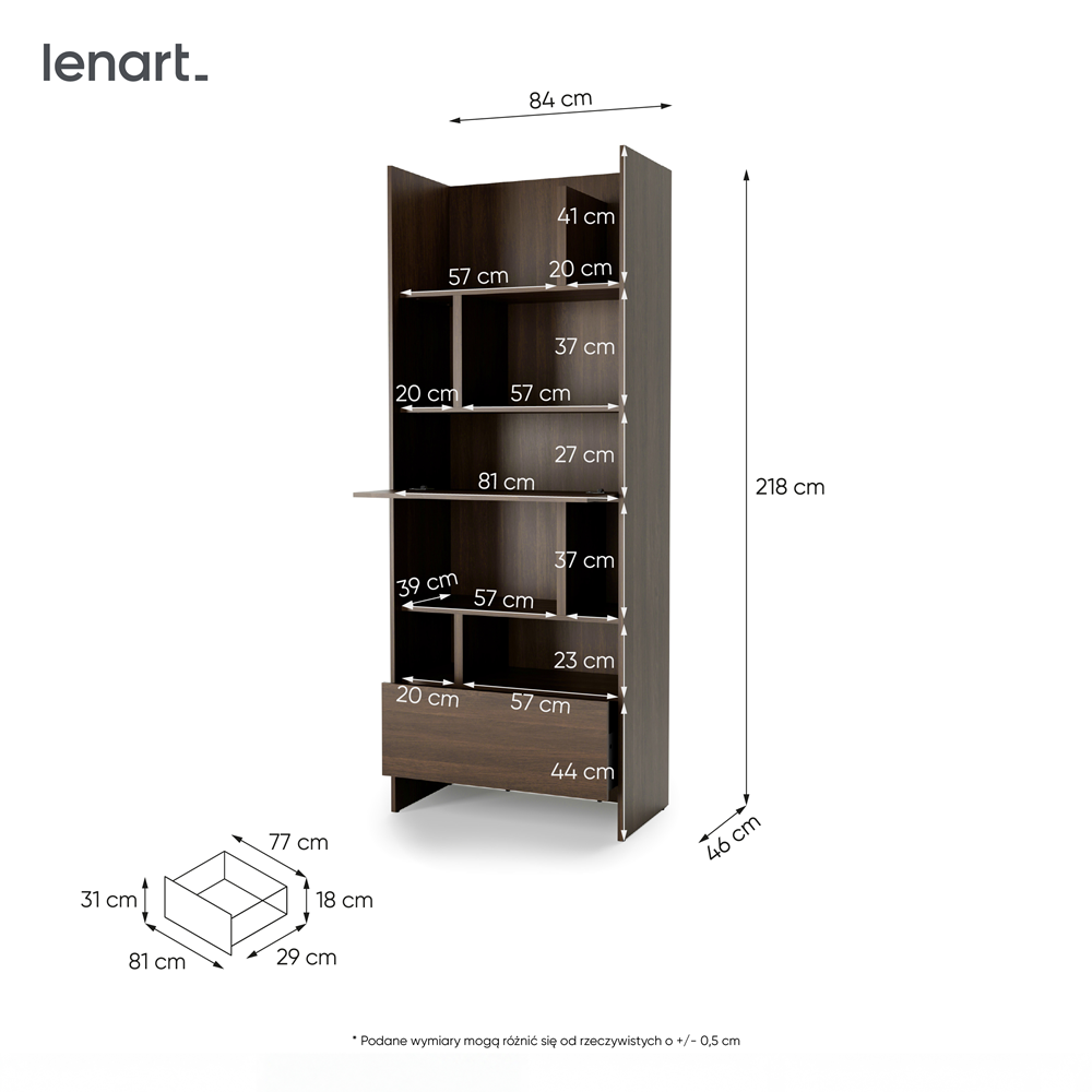 BED CONCEPT BC-22v2 - regał 84x218 - dąb dunin