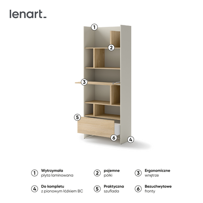 BED CONCEPT BC-22v2 - regał 84x218 - kaszmir/dąb nagano