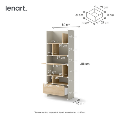 BED CONCEPT BC-22v2 - regał 84x218 - kaszmir/dąb nagano