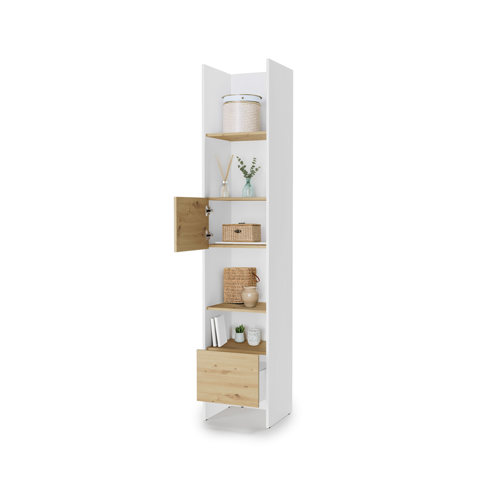 BED CONCEPT BC-23 regał 44x218 - biały/dąb artisan