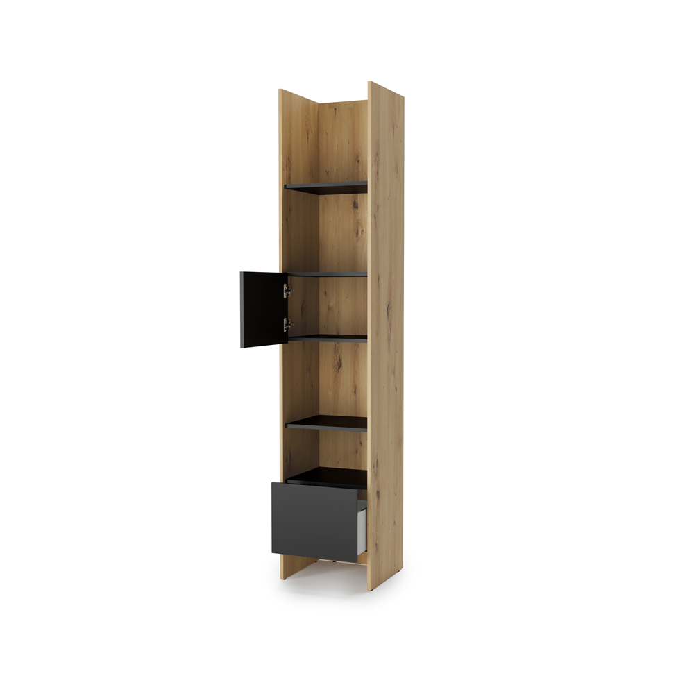 BED CONCEPT BC-23v2 regał 44x218 - dąb artisan/czarny