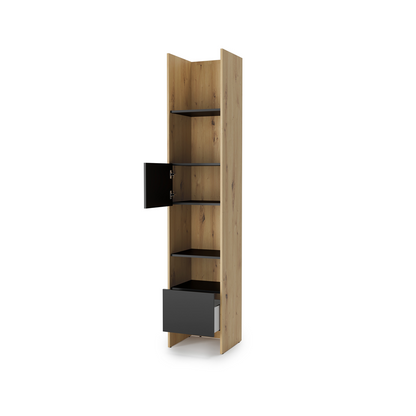 BED CONCEPT BC-23v2 regał 44x218 - dąb artisan/czarny