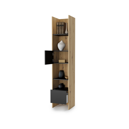 BED CONCEPT BC-23 regał 44x218 - dąb artisan/czarny