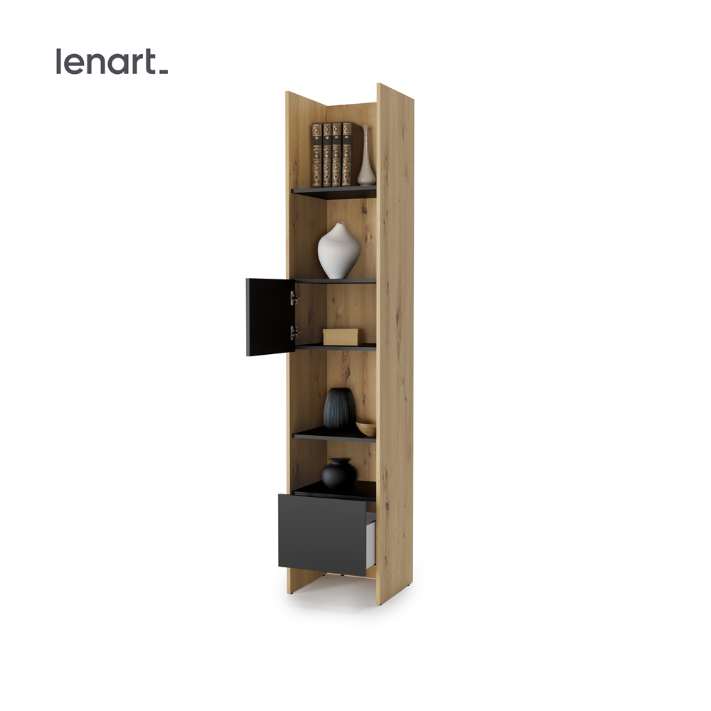 BED CONCEPT BC-23 regał 44x218 - dąb artisan/czarny