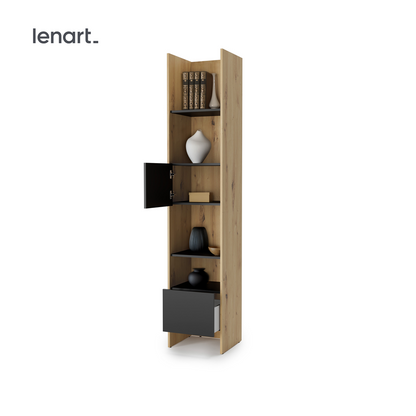 BED CONCEPT BC-23 regał 44x218 - dąb artisan/czarny
