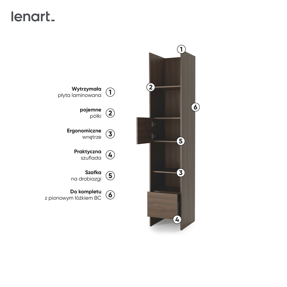 BED CONCEPT BC-23v2 regał 44x218 - dąb dunin