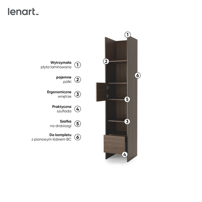 BED CONCEPT BC-23v2 regał 44x218 - dąb dunin