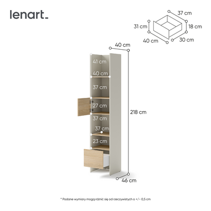 BED CONCEPT BC-23v2 regał 44x218 - kaszmir/dąb nagano