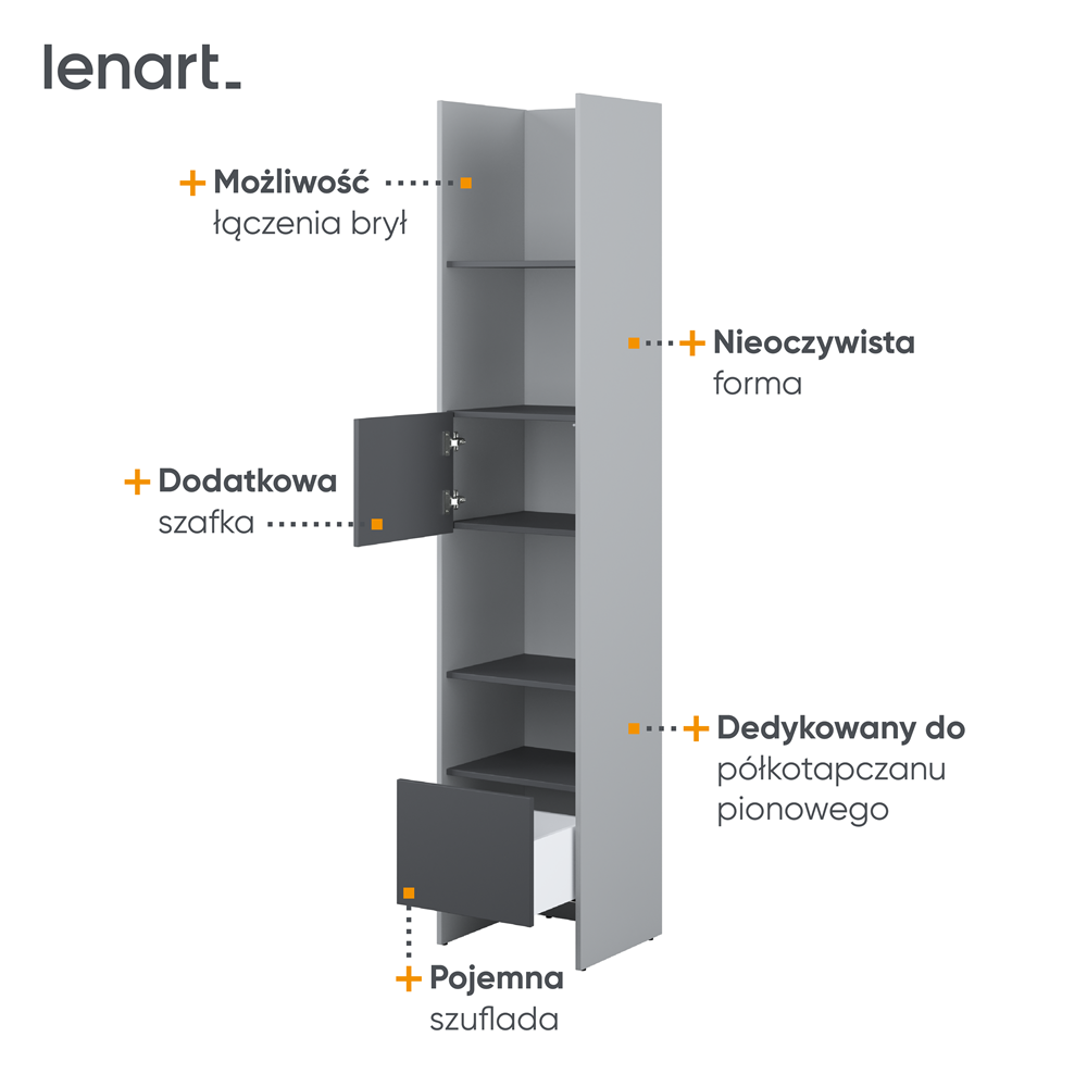 BED CONCEPT BC-23 regał 44x218 - szary/grafit