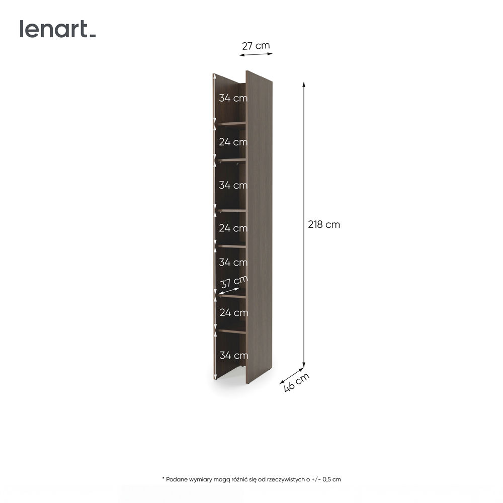 BED CONCEPT BC-24v2 regał 27x218 - dąb dunin