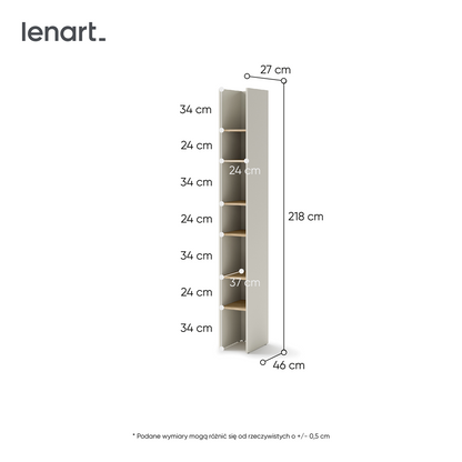 BED CONCEPT BC-24v2 regał 27x218 - kaszmir/dąb nagano