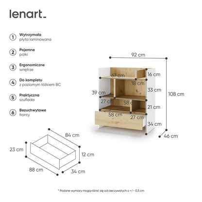 BED CONCEPT BC-25 regał 92x108 - biały/dąb artisan