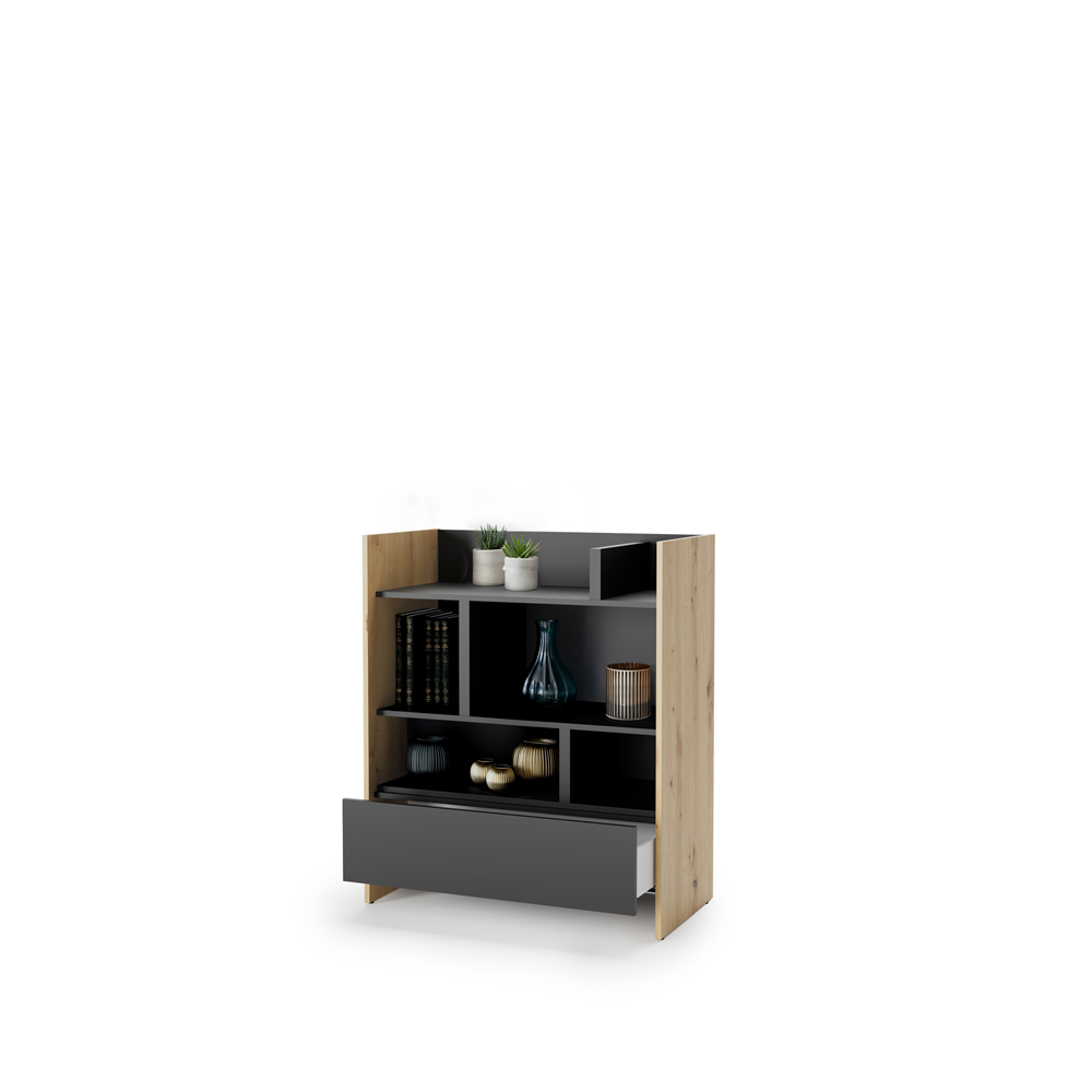 BED CONCEPT BC-25 regał 92x108 - dąb artisan/czarny