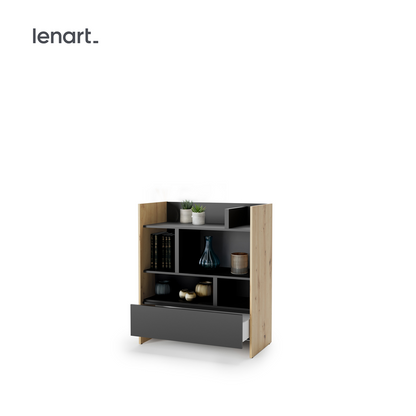 BED CONCEPT BC-25 regał 92x108 - dąb artisan/czarny