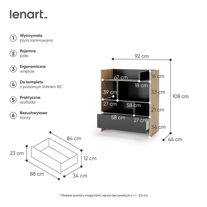BED CONCEPT BC-25 regał 92x108 - dąb artisan/czarny