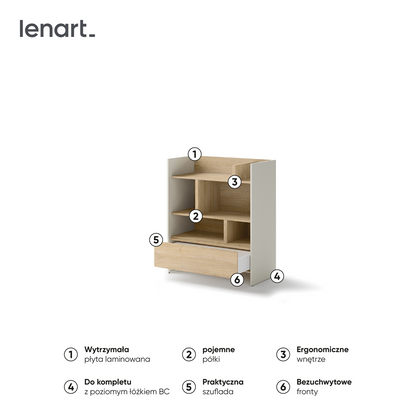 BED CONCEPT BC-25 regał 92x108 - kaszmir/dąb nagano