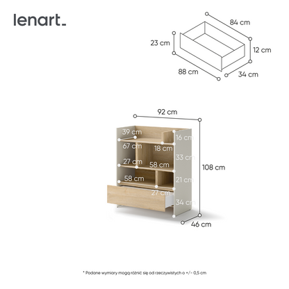 BED CONCEPT BC-25 regał 92x108 - kaszmir/dąb nagano