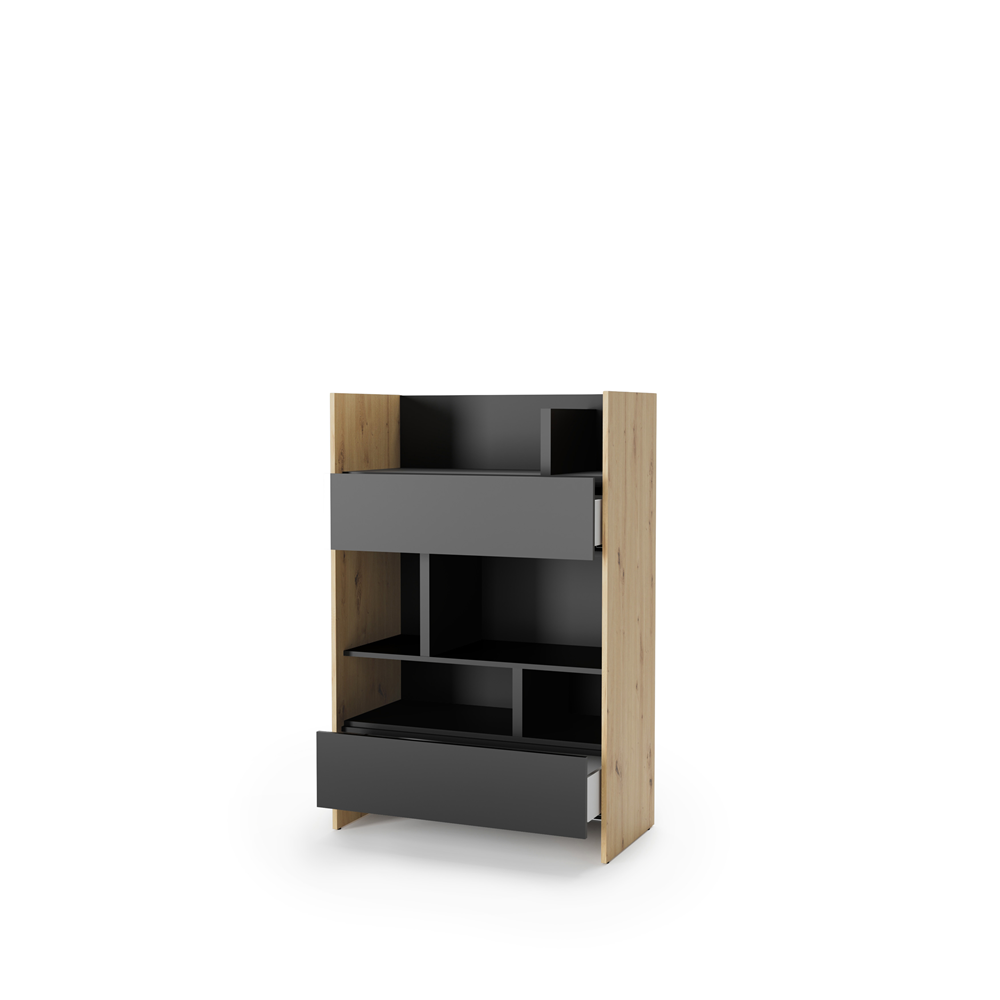 BED CONCEPT BC-26 regał 92x138 - dąb artisan/czarny