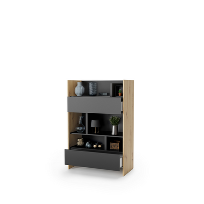 BED CONCEPT BC-26 regał 92x138 - dąb artisan/czarny