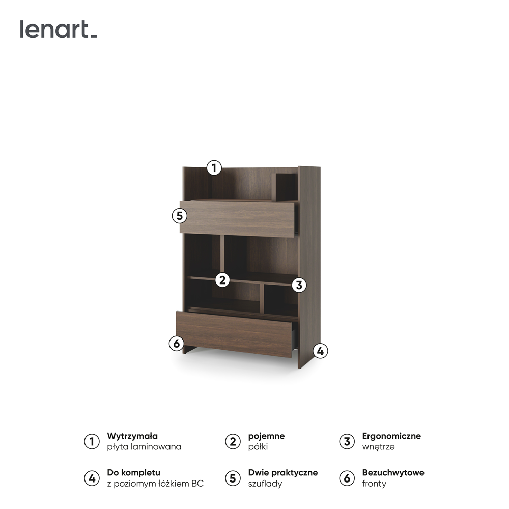BED CONCEPT BC-26 regał 92x138 - dąb dunin