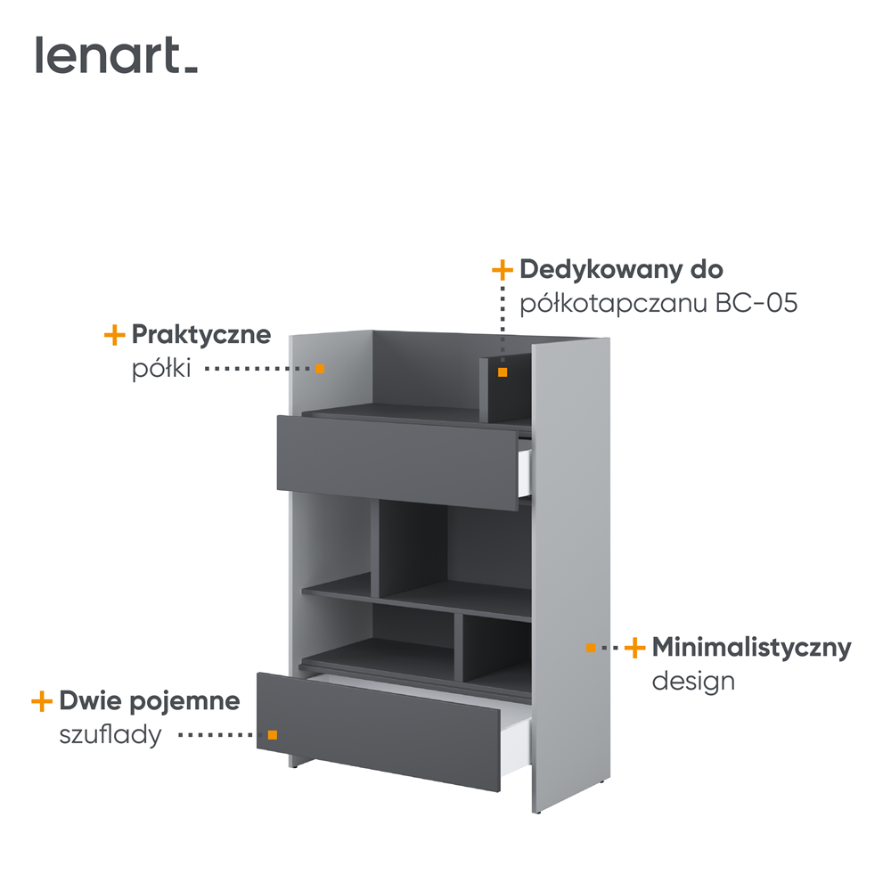 BED CONCEPT BC-26 regał 92x138 - szary/grafit