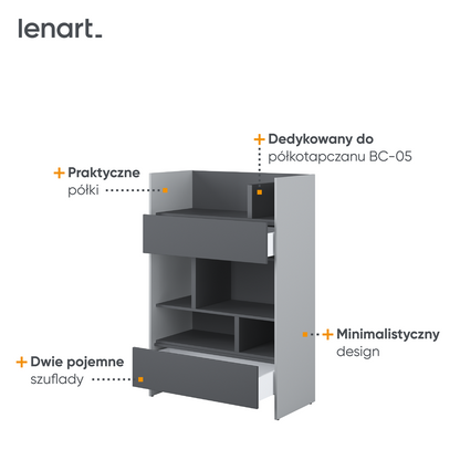 BED CONCEPT BC-27 regał 92x158 - szary/grafit