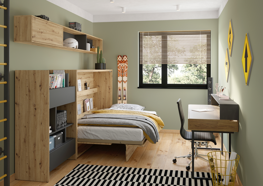 BED CONCEPT BC-27 regał 92x158 - dąb artisan/czarny