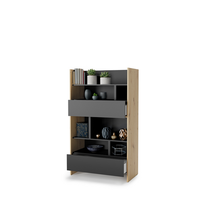 BED CONCEPT BC-27 regał 92x158 - dąb artisan/czarny