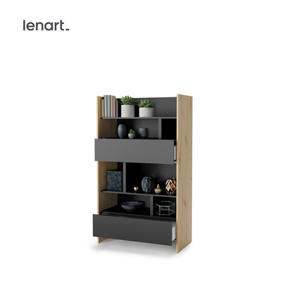 BED CONCEPT BC-27 regał 92x158 - dąb artisan/czarny