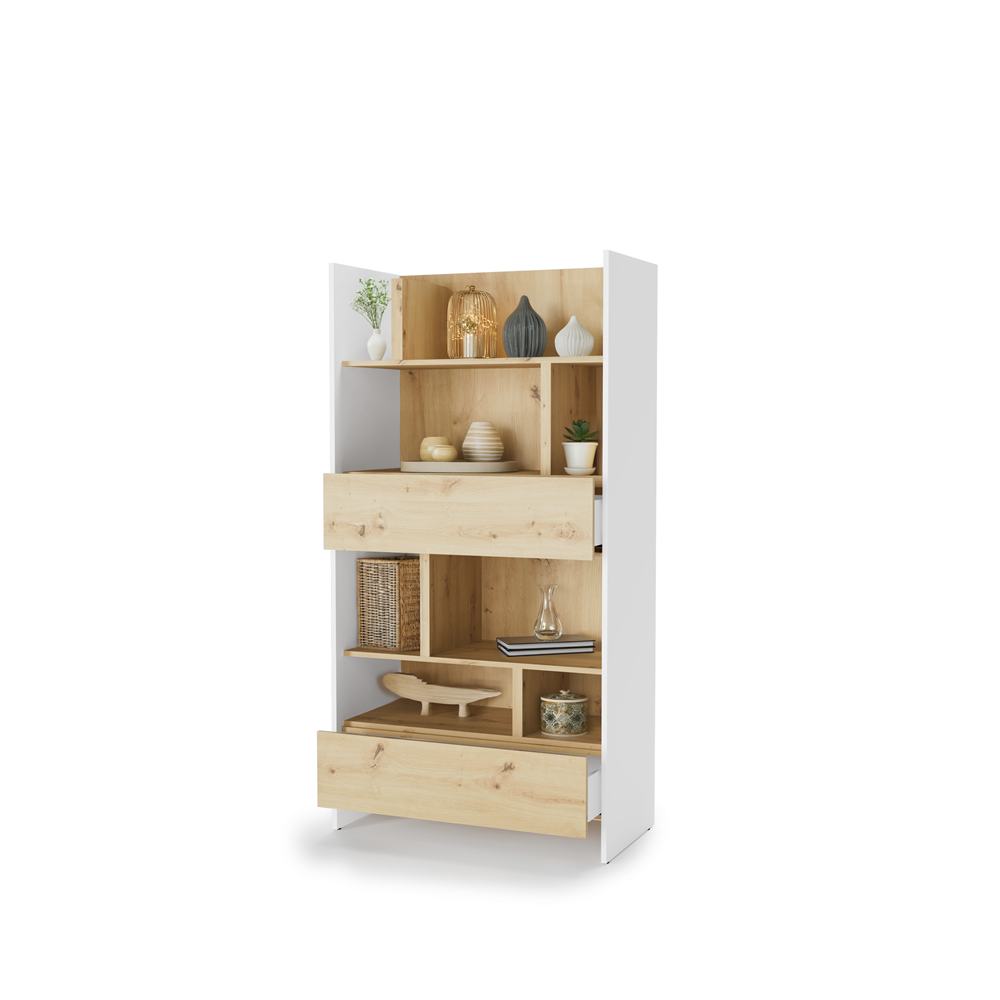 BED CONCEPT BC-28 regał 92x178 - biały/dąb artisan