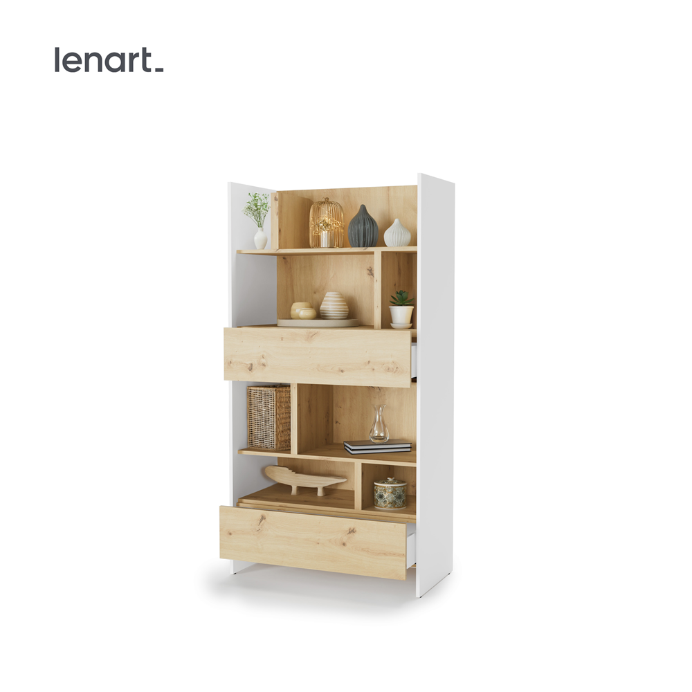BED CONCEPT BC-28 regał 92x178 - biały/dąb artisan