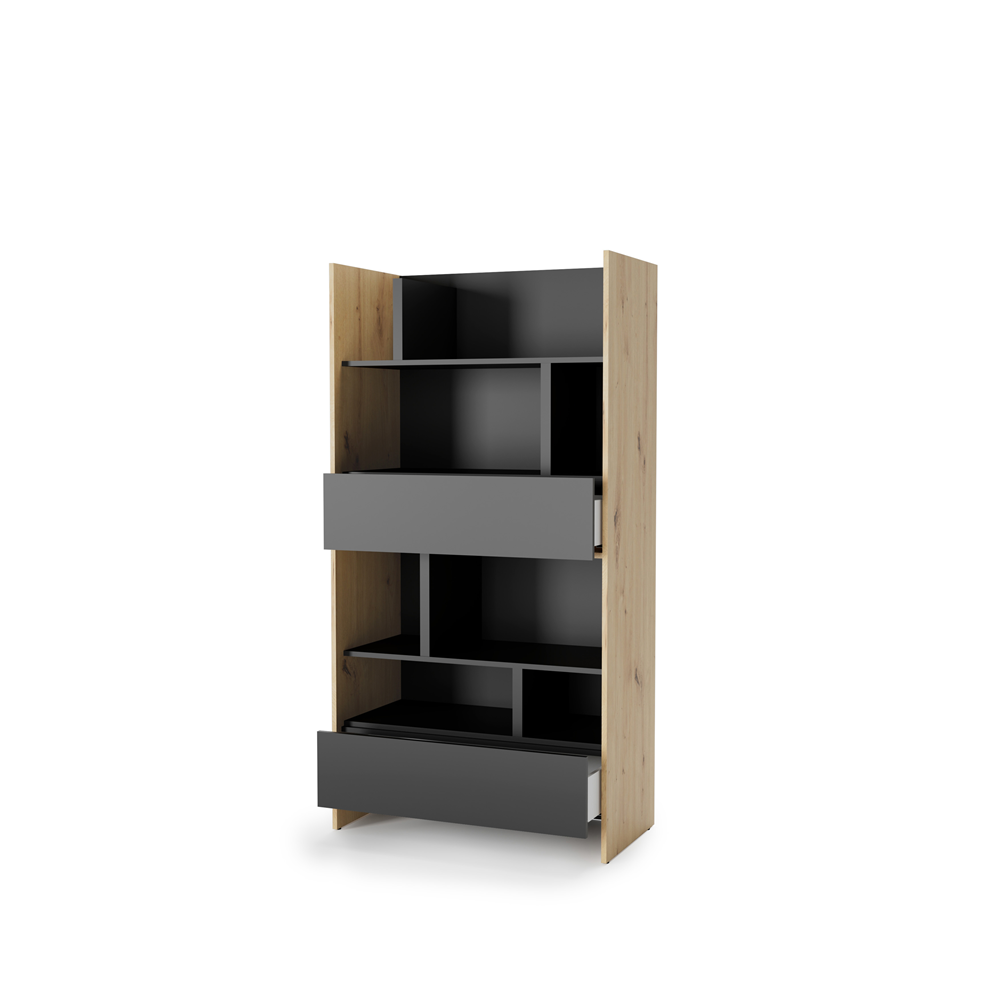 BED CONCEPT BC-28 regał 92x178 - dąb artisan/czarny