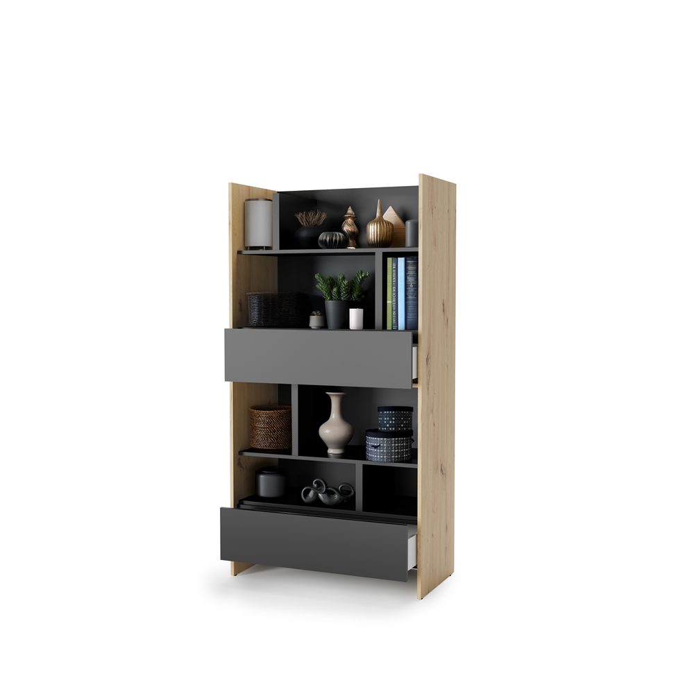BED CONCEPT BC-28 regał 92x178 - dąb artisan/czarny
