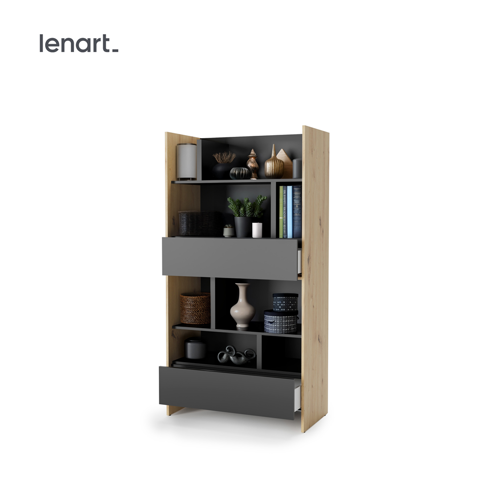 BED CONCEPT BC-28 regał 92x178 - dąb artisan/czarny
