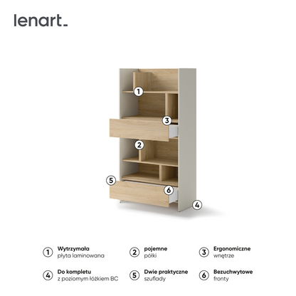 BED CONCEPT BC-28 regał 92x178 - kaszmir/dąb nagano